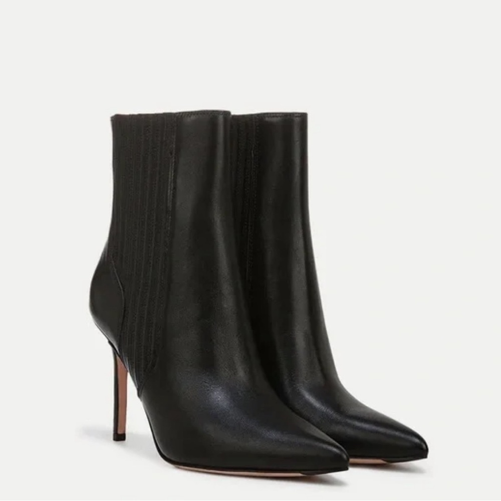 NEW VERONICA BEARD "LISA" BLACK LEATHER Stiletto ANKLE BOOTS US 9M